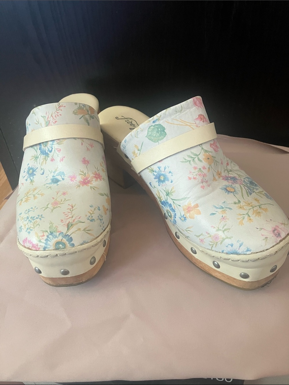 Floral leather free people clogs